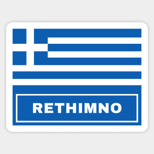 Rethimno City with Greek Flag Sticker